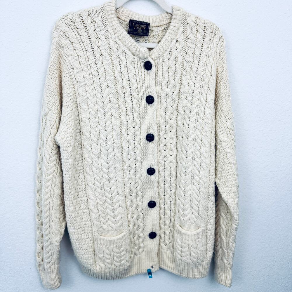 Carraig Donn Womens Made In Ireland Cardigan Sweater Size L 100% Pure New Wool